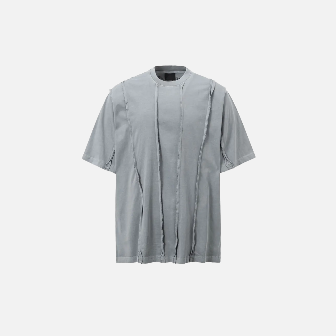 Streetwear Grunge Patchwork Ripped Solid Color T-Shirt - Luxuryurbanwear
