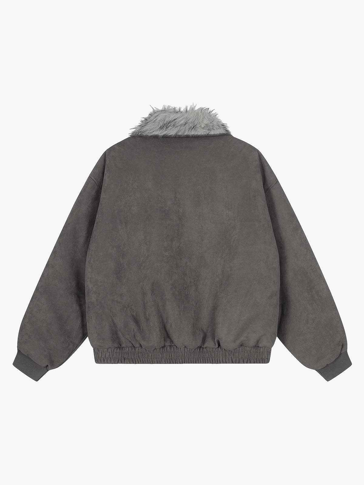 Faux Fur Collar Patchwork Embroidered Quilted Jacket