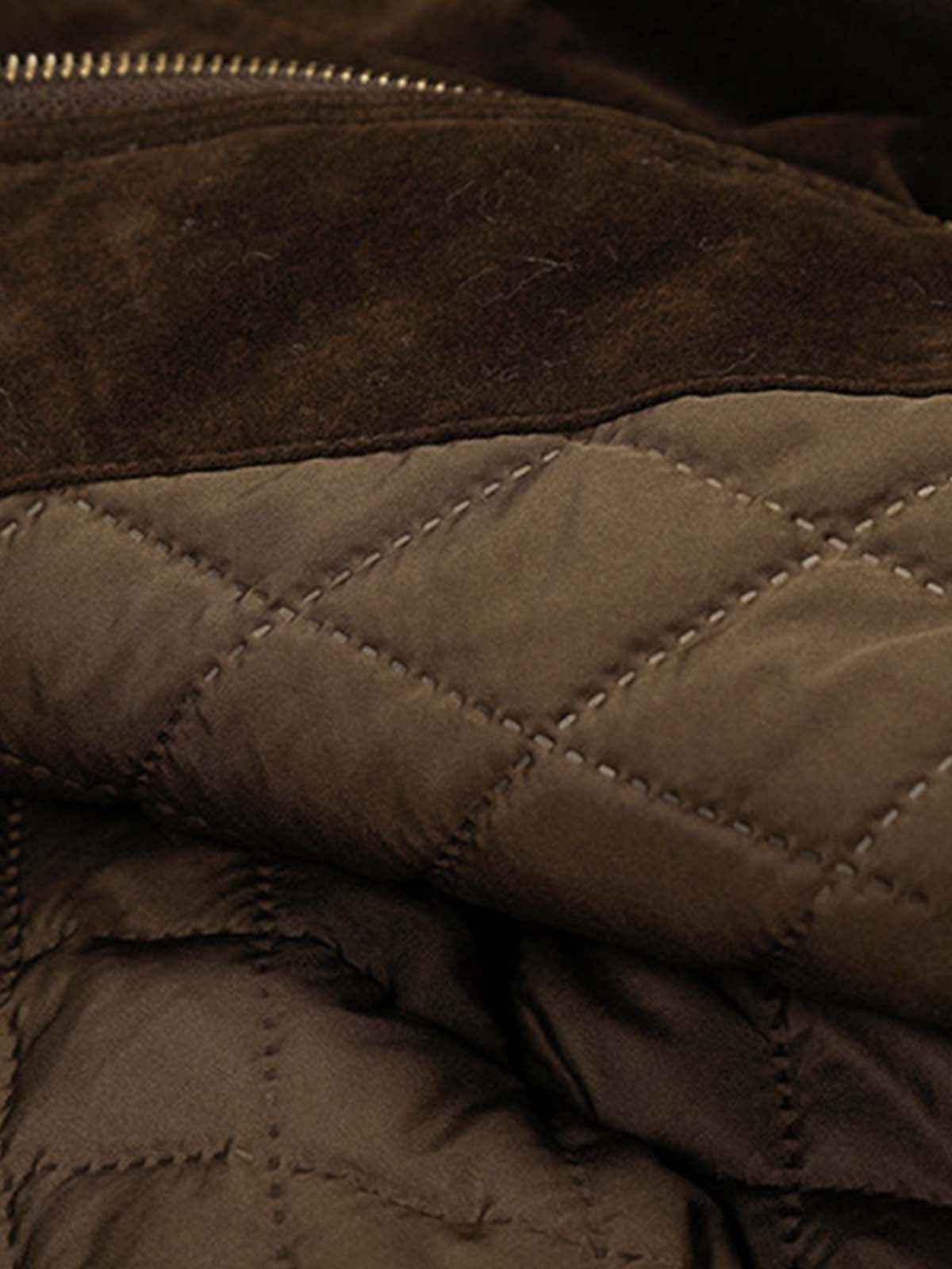 Utility Faux Shearling Collar Suede Look Zip Up Jacket