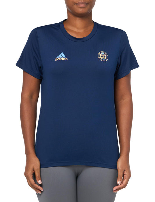 adidas Womens Short Sleeve Pre-Game T-Shirt Team Navy Blue/Philadelphia Union XX-Large