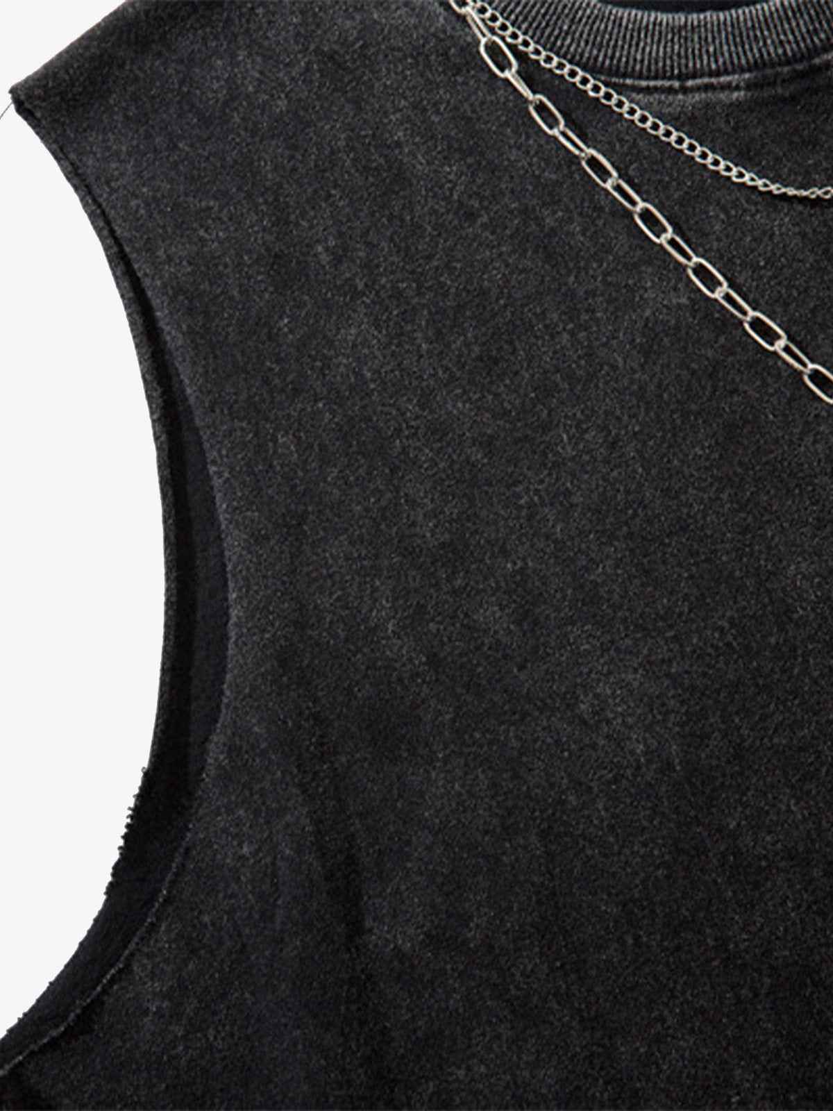 Street Ripped Vest with Detachable Necklace
