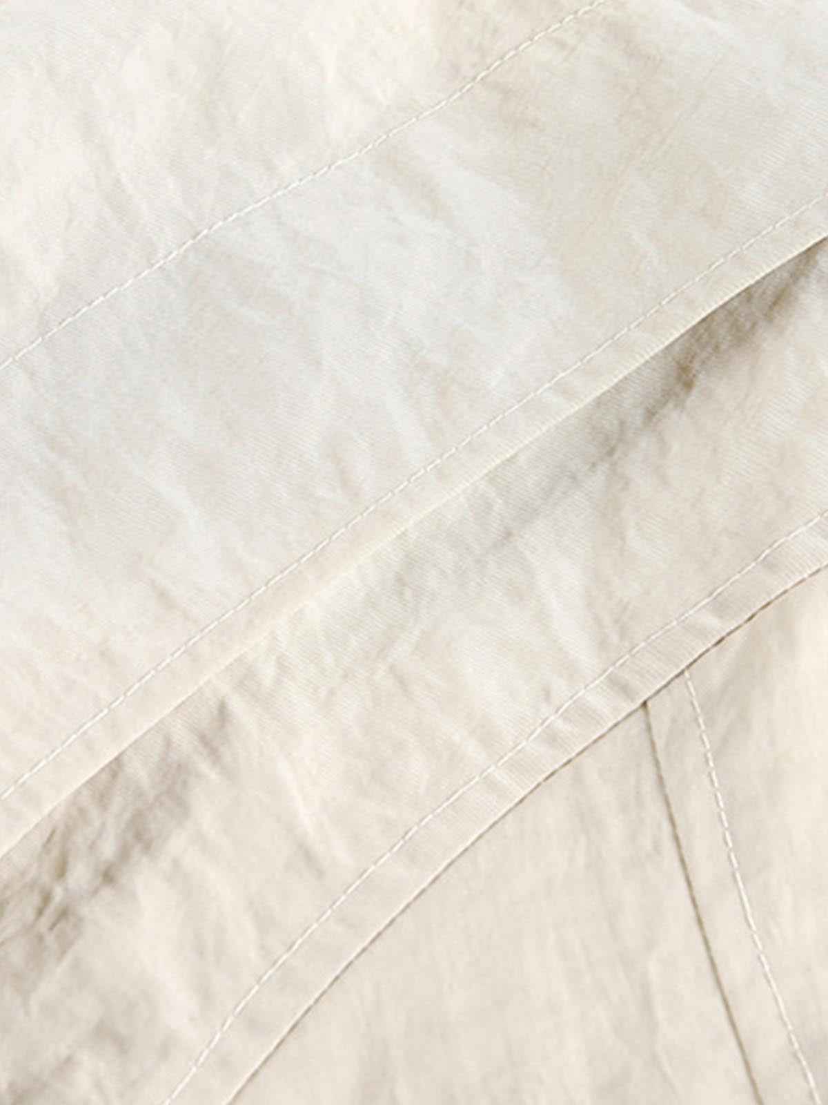 Utility Pleated Sleeve Fold-Over Collar Zip Up Jacket