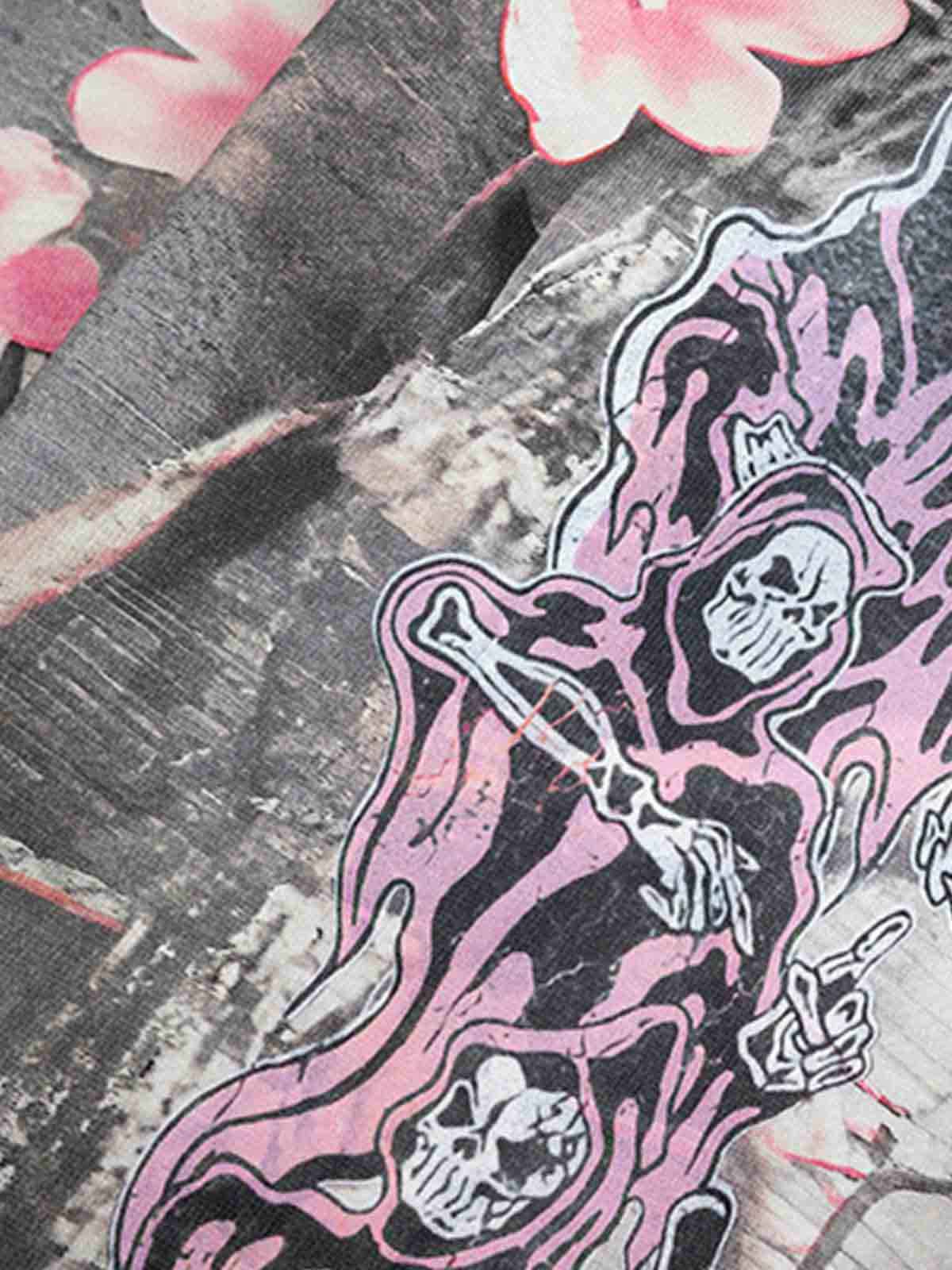 Gothic Devil Graphic Fleece-Lined Wide-Leg Sweatpants