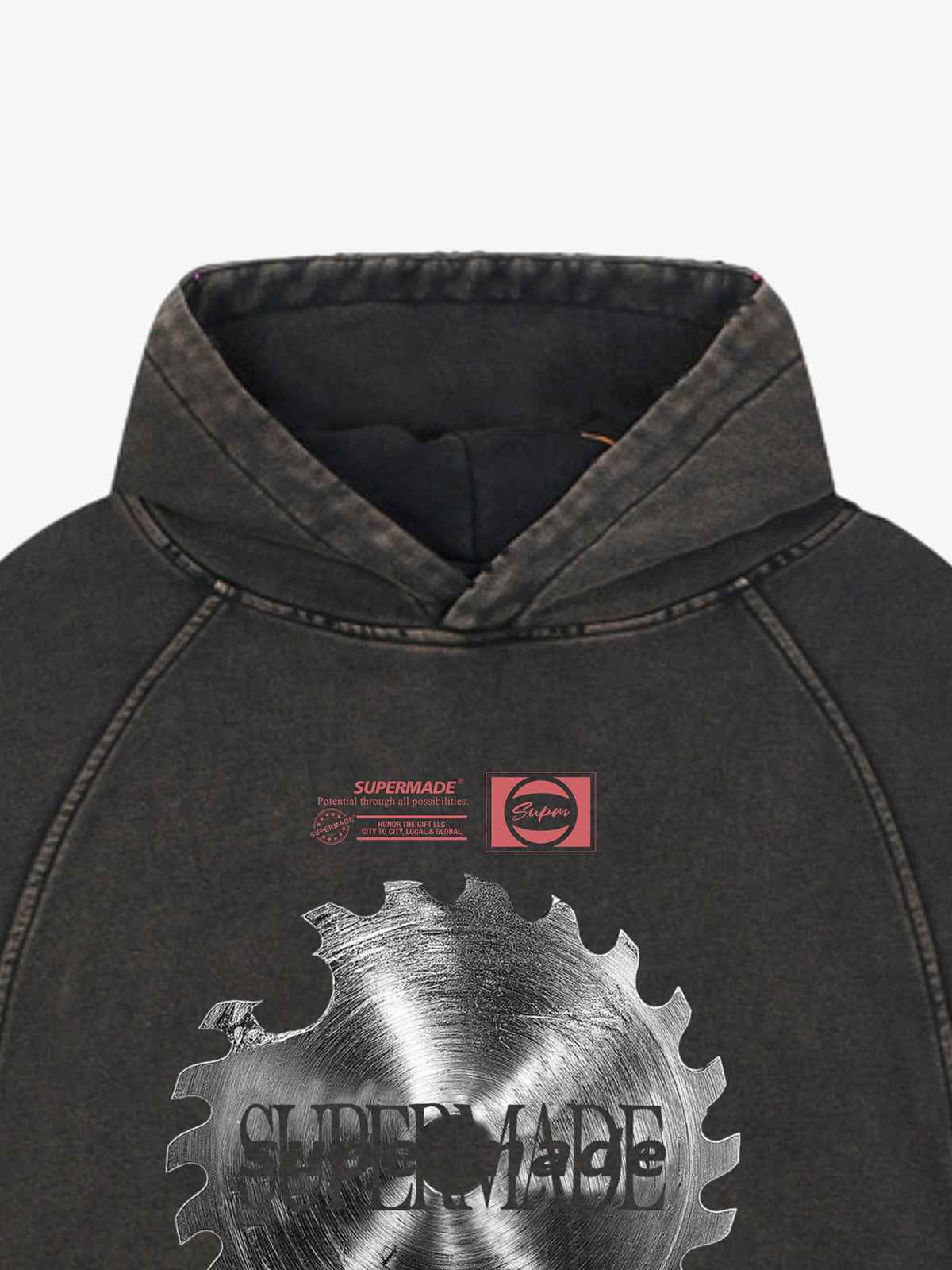Industrial Saw Blade Graphic Cropped Hoodie