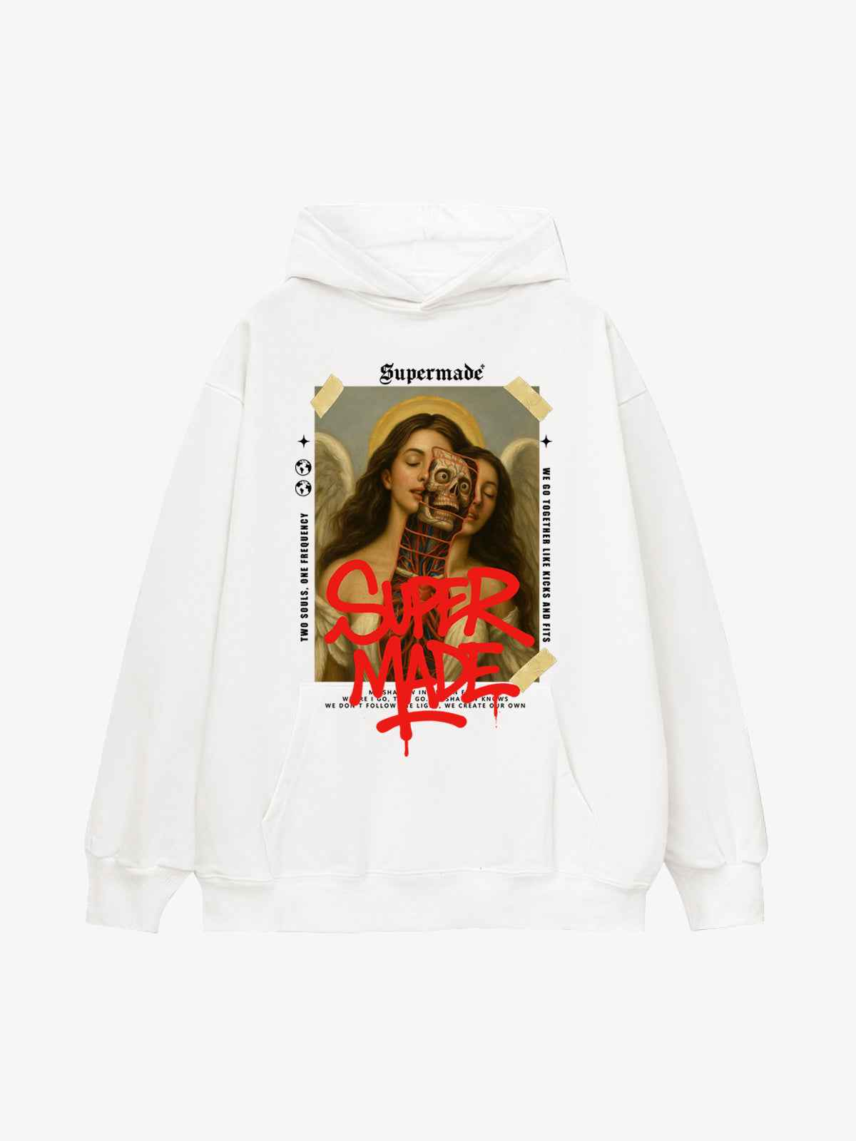 Skull And Face Two Soul Pattern Hoodie