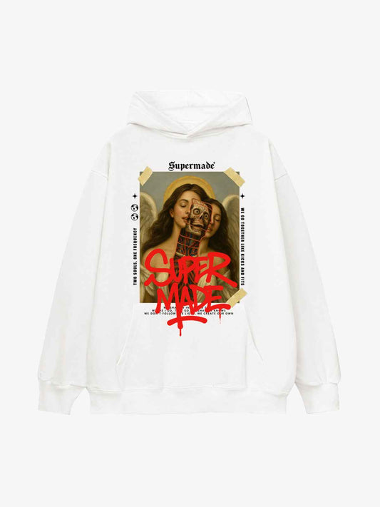 Skull And Face Two Soul Pattern Hoodie