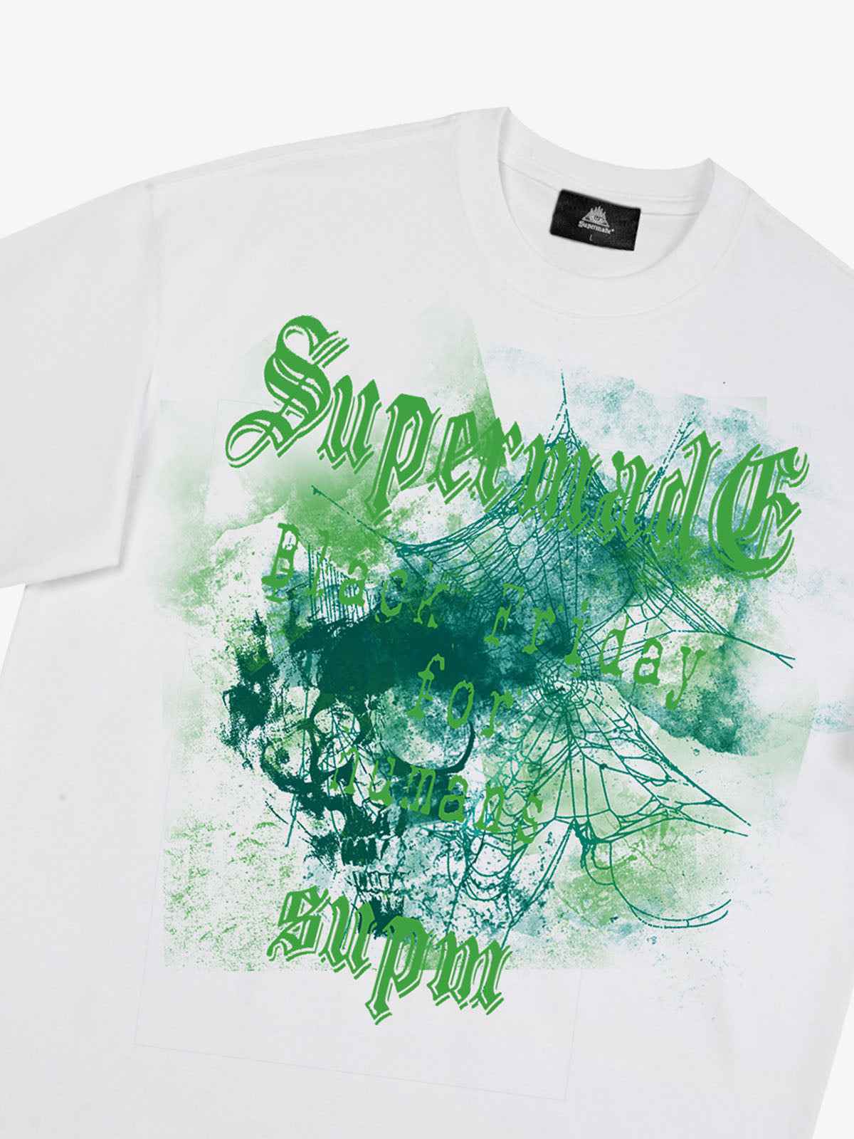 Gothic Skull Spiderweb Graphic T-Shirt