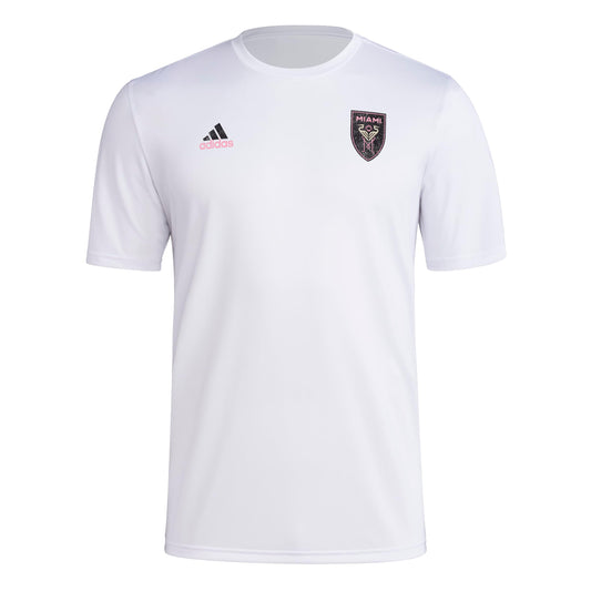 adidas Mens CF Short Sleeve Pre-Game T-Shirt White/Club Inter De Futbol Miami Large
