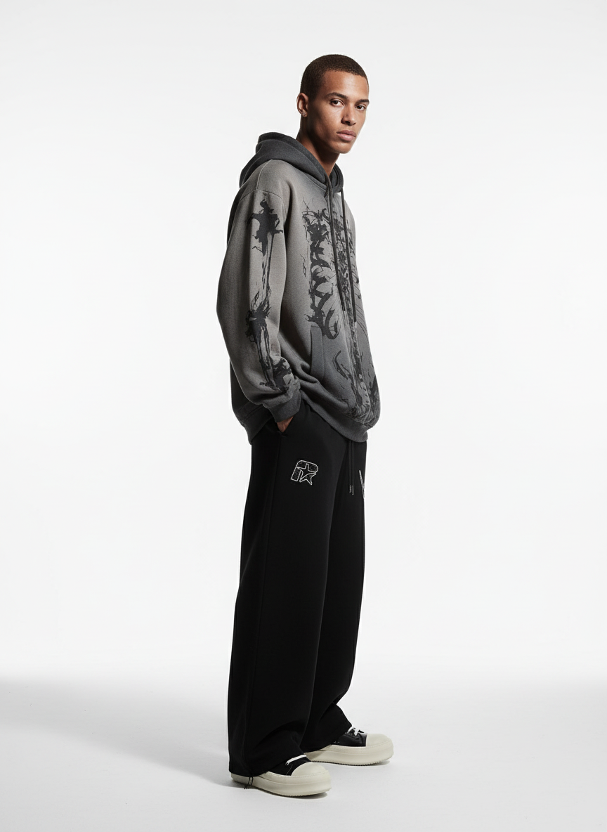 High Street Rhinestone Hip-hop Wide-leg Sweatpants - Luxuryurbanwear