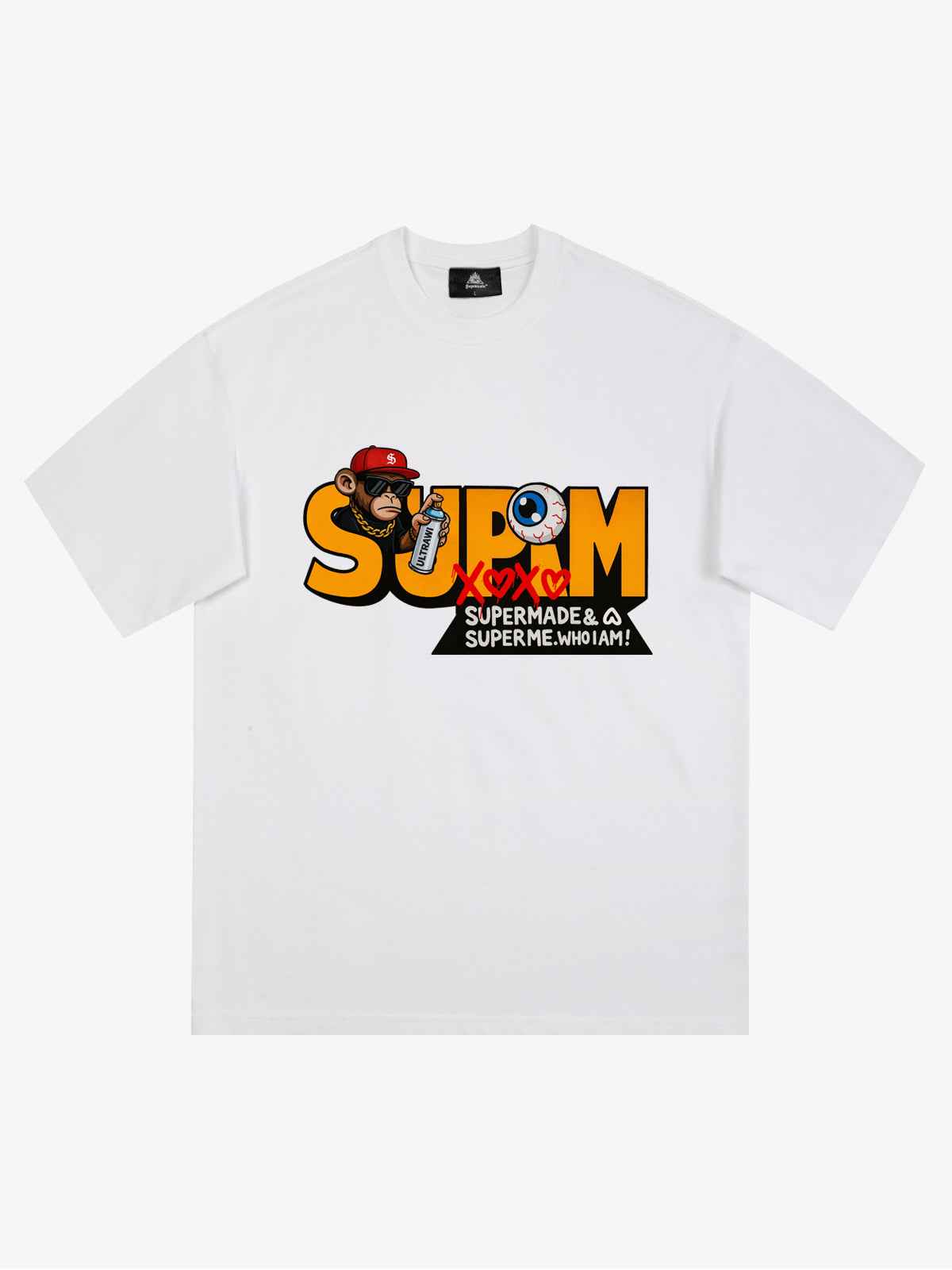 SUPM Trendy Hip-Hop Monkey Graffiti Font T-Shirt