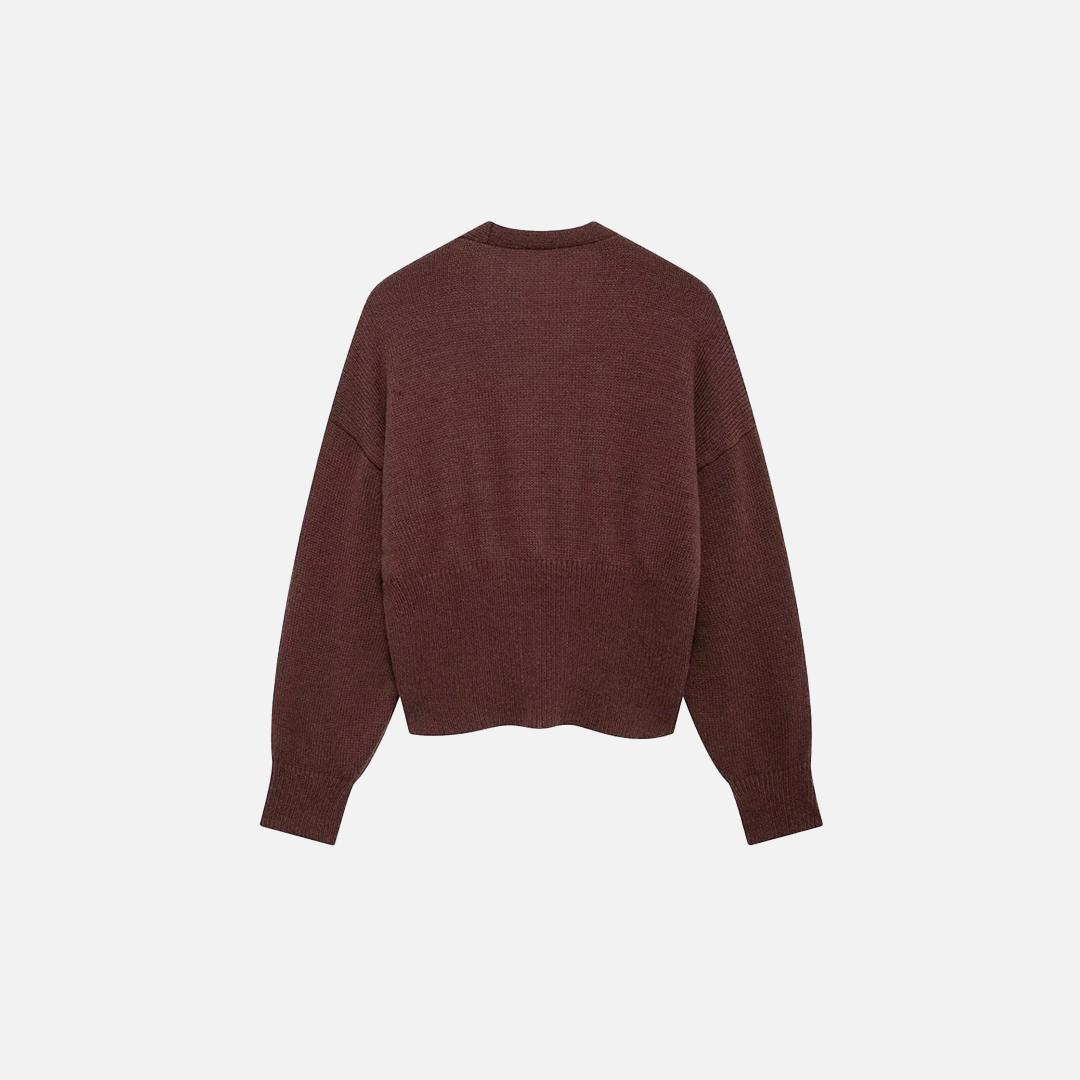 Flattering Y2K Brown Knitted V-Neck Cardigan - Luxuryurbanwear