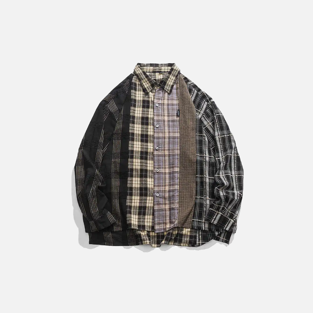Y2K Insulated Plaid Hip Hop Button-Up Casual Shirt - Luxuryurbanwear