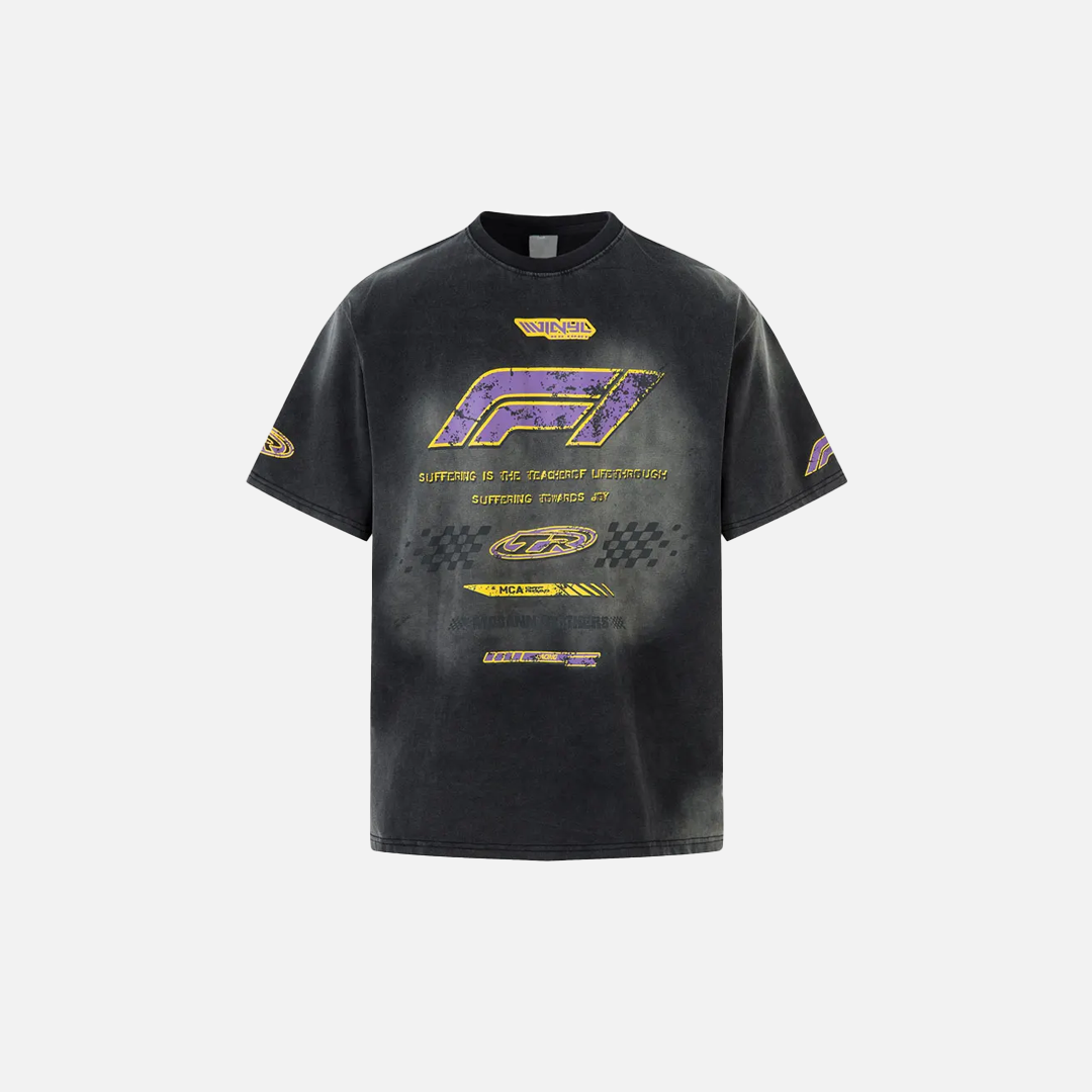 F1 Grunge Insulated Graphic Printed Tie Race T-Shirt - Luxuryurbanwear