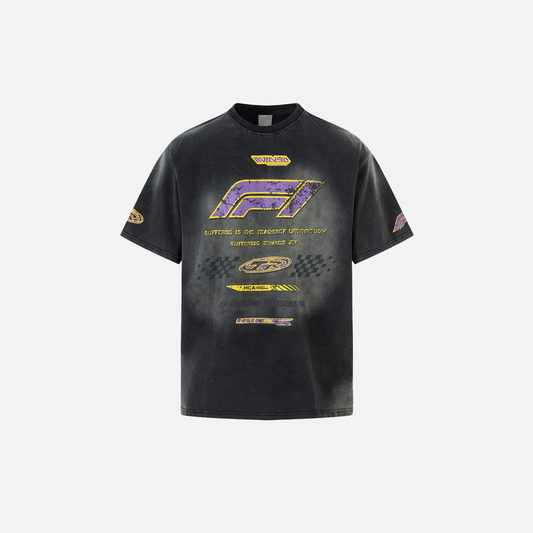F1 Grunge Insulated Graphic Printed Tie Race T-Shirt - Luxuryurbanwear