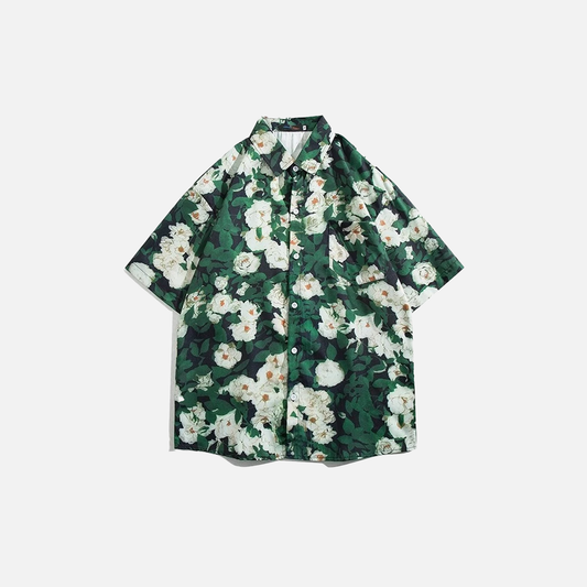 Floral Vintage Korean Beach Style Short Sleeve Shirt - Luxuryurbanwear
