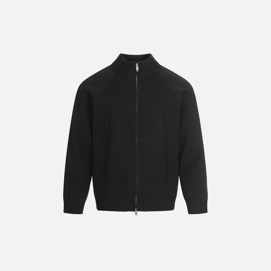 Retro Stylish High Collar Knit Zip-Up Cardigan - Luxuryurbanwear