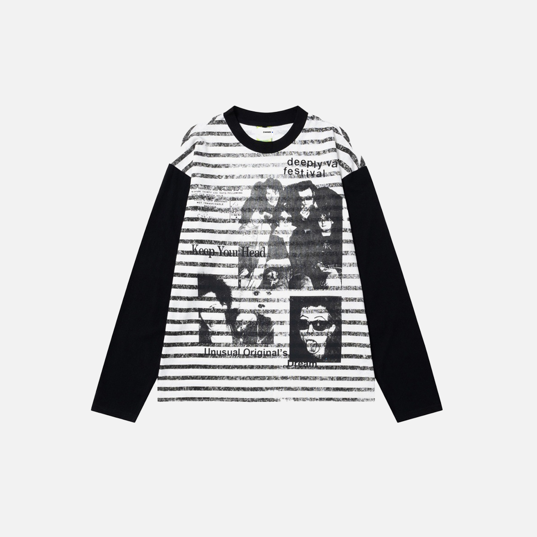 Gothing Colorful Rockstar Print Long Sleeve T-Shirt - Luxuryurbanwear
