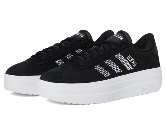adidas Womens VL Court Bold Sneaker Black/White/Clear Pink 7.5