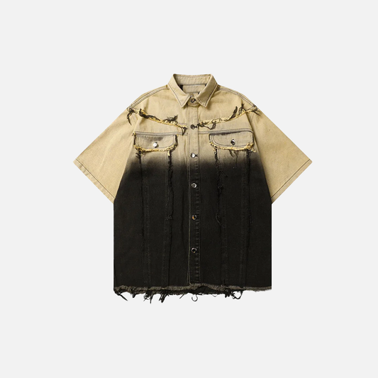 Bold Tie Dye Ripped Short Sleeve Shirt - Luxuryurbanwear