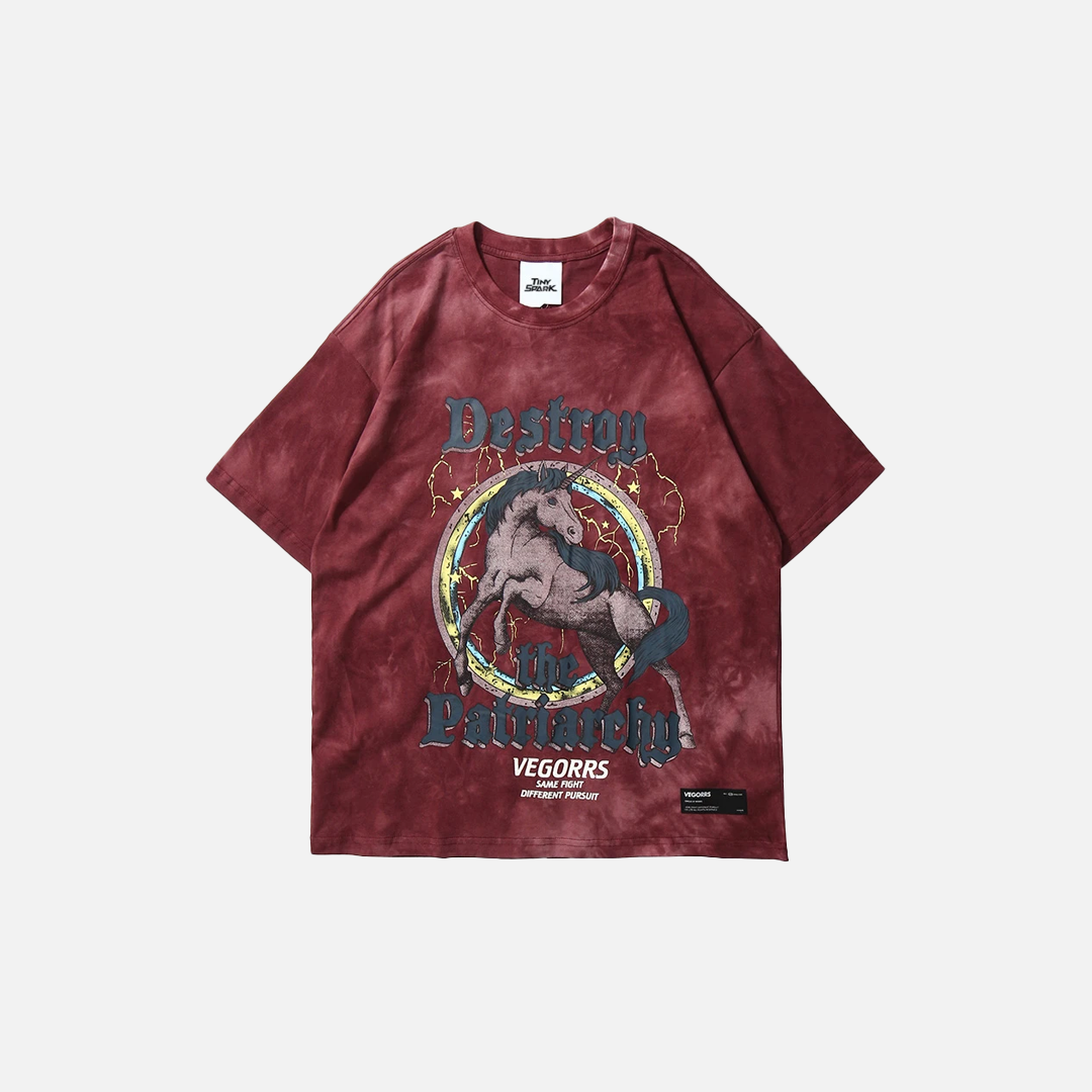 Fashionable Streetwear Wild Horse Print Hip Hop T-Shirt - Luxuryurbanwear
