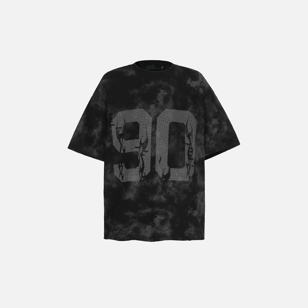 Trendy Oversize Tie Dye Ripped Short Sleeve T-Shirt - Luxuryurbanwear