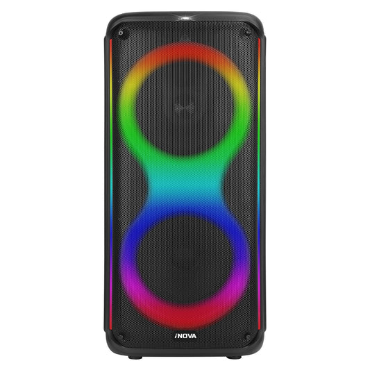 Portable Wireless Party Speaker with 7 Colorful Lights Remote Control Party Speaker with TWS Function FM Radio USB MMC Card Reading Aux In Recording F