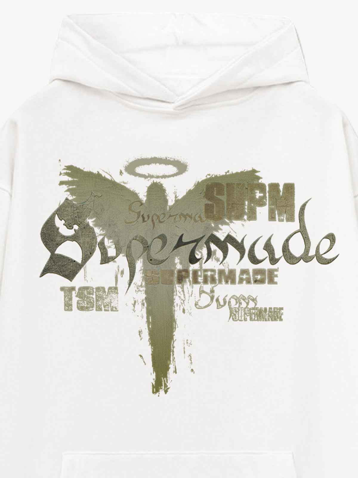 Vintage Washed Angel Halo Distressed Letter Graphic Hoodie