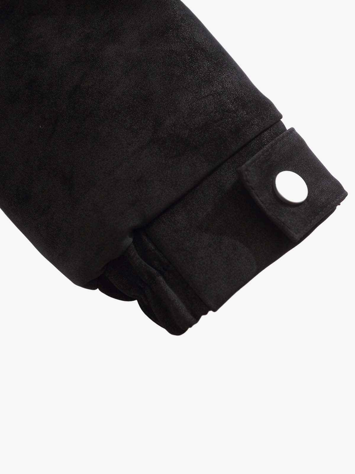 Retro Suede Texture Shearling Collar Fleece Bomber Jacket