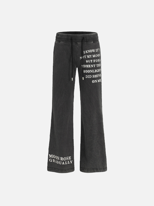 Vintage Retro Letter Print Flared Straight Sweatpants - Luxuryurbanwear
