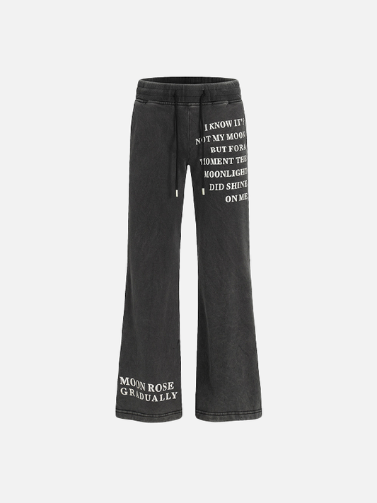 Vintage Retro Letter Print Flared Straight Sweatpants - Luxuryurbanwear