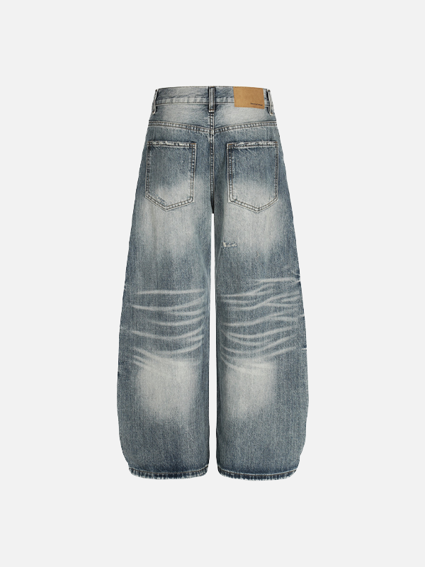 Y2K Punk Hip Hop Distressed Washed Denim Jeans - Luxuryurbanwear