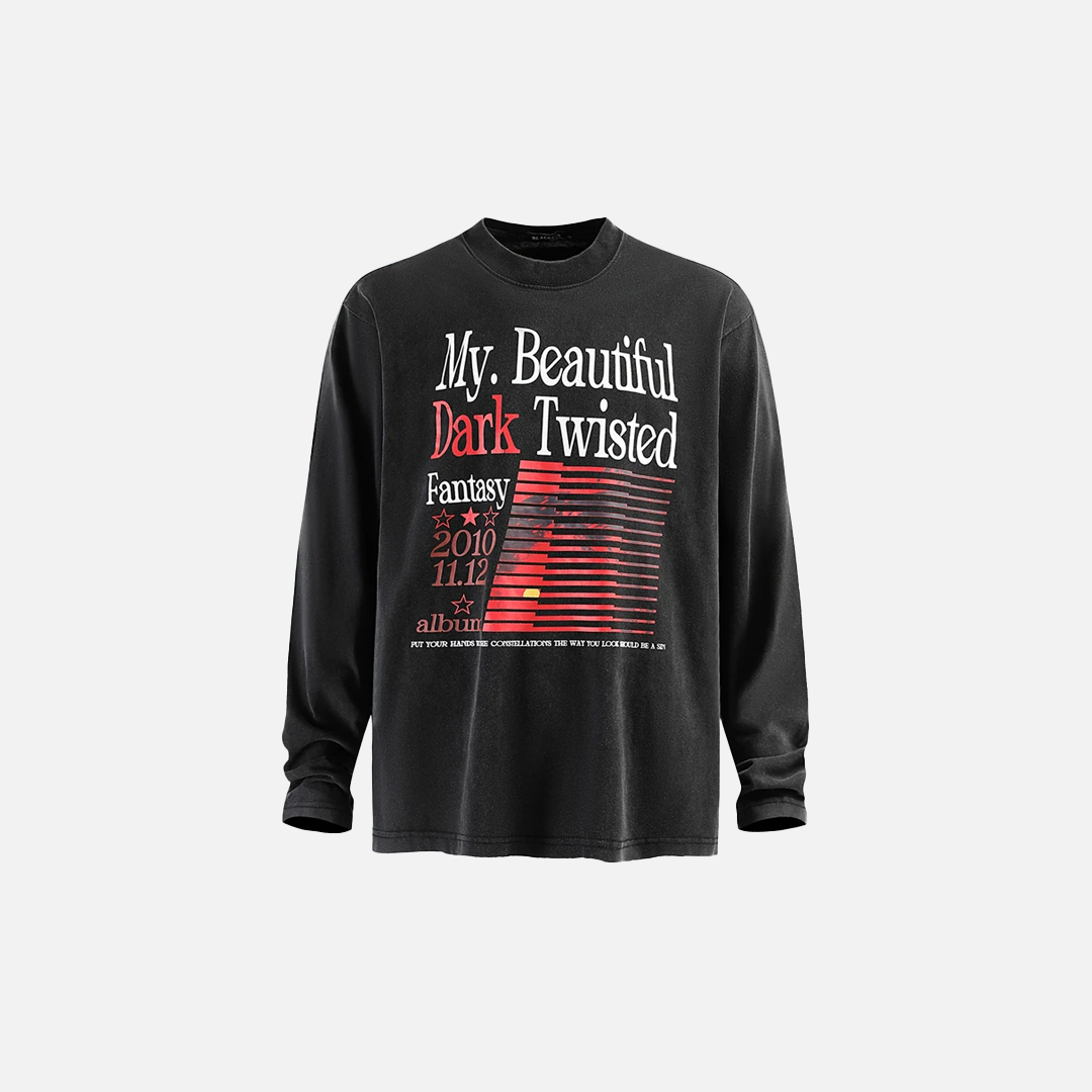Gothing Retro Graphic Letter Print Long Sleeve T-Shirt - Luxuryurbanwear
