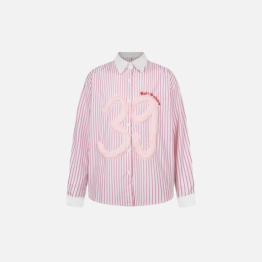 Stylish Embroidered Striped Long Sleeve Shirt - Luxuryurbanwear