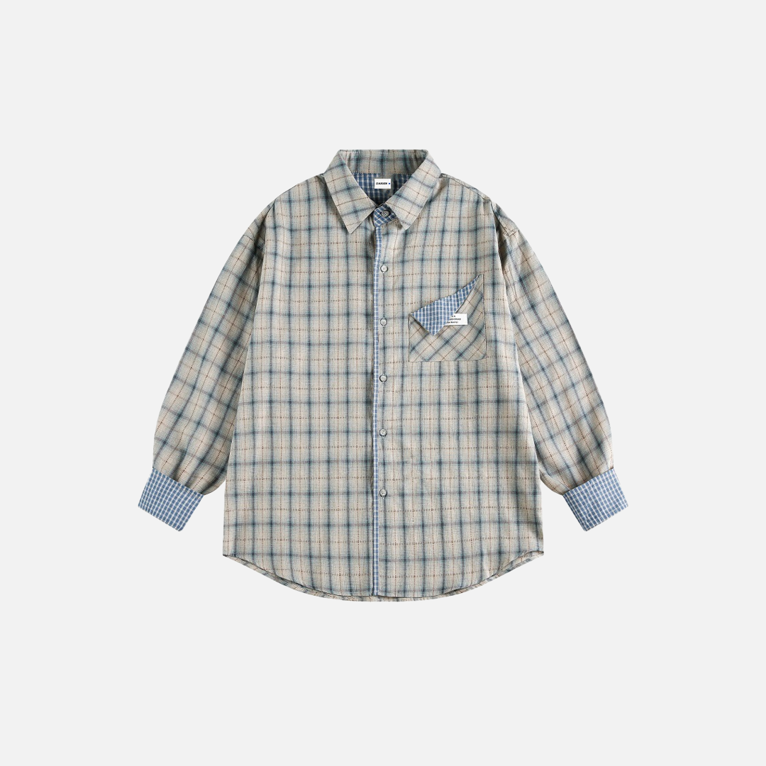 Retro Plaid Long Sleeve Loose Fit Casual Shirt - Luxuryurbanwear
