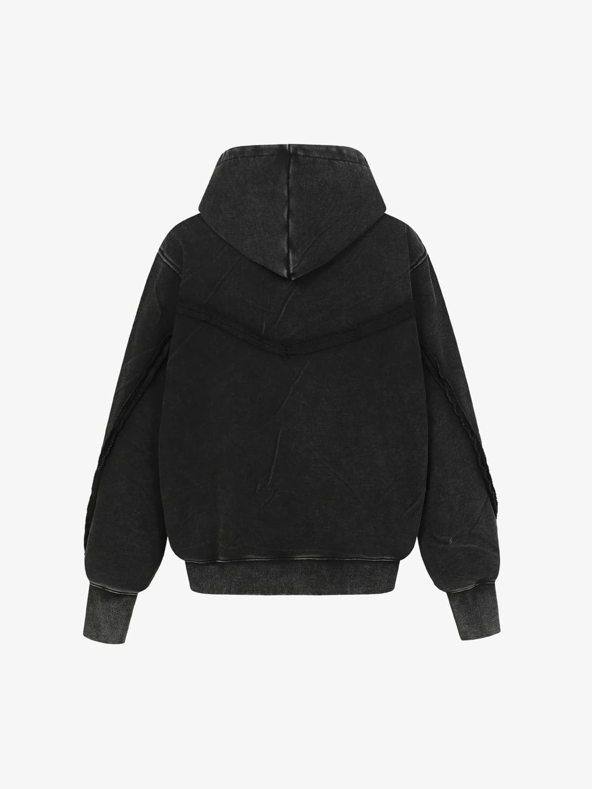 Retro Asymmetric Zip Up Deconstructed Hoodie - Luxuryurbanwear