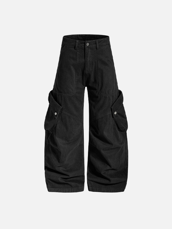 Embroidered American High Street Denim Cargo Jeans - Luxuryurbanwear