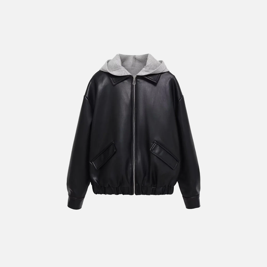 Essential Streetwear Patchwork Leather Effect Jacket - Luxuryurbanwear