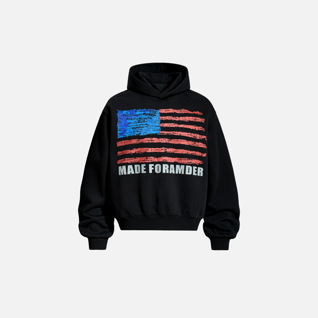 Spring Retro American Stripe Printed Hoodie - Luxuryurbanwear