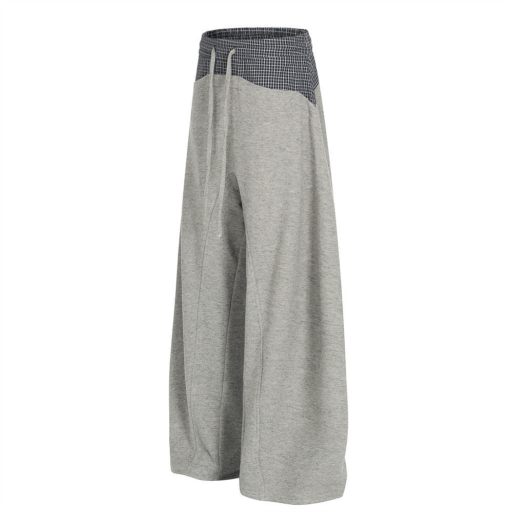 LUW Plaid Patchwork Contrasting Casual Sweatpants - Luxuryurbanwear