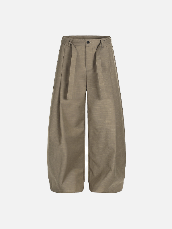 Vintage Belted Wide Leg Classic Pants - Luxuryurbanwear