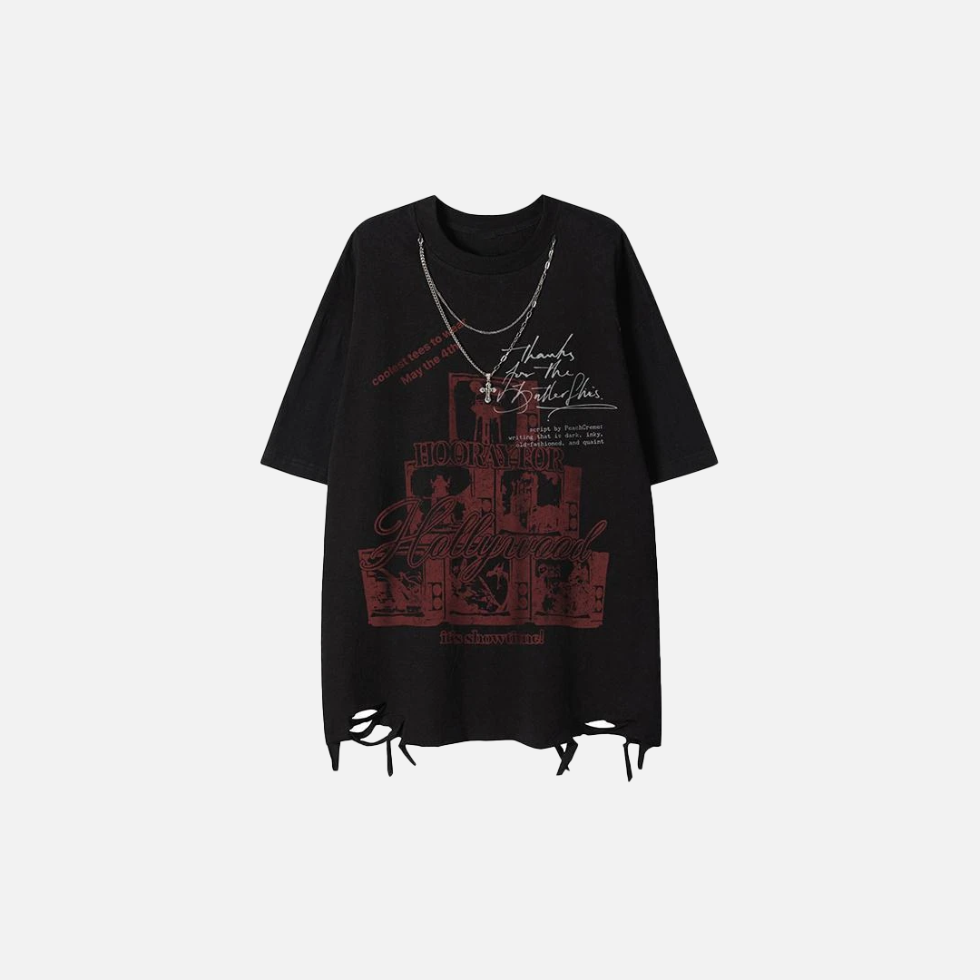 Gothic Stylish Ripped O-Neck Short-Sleeved T-Shirt - Luxuryurbanwear