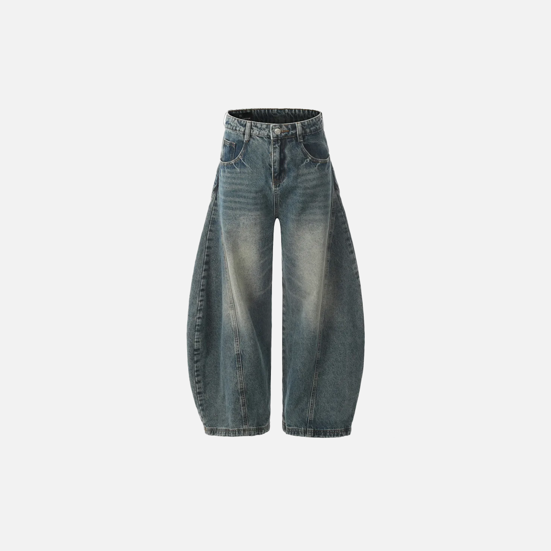 Streetwear Retro Washed Distressed Wide Leg Jeans - Luxuryurbanwear