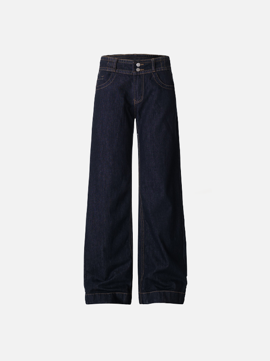 Trendy Simple Straight Leg Denim Jeans - Luxuryurbanwear