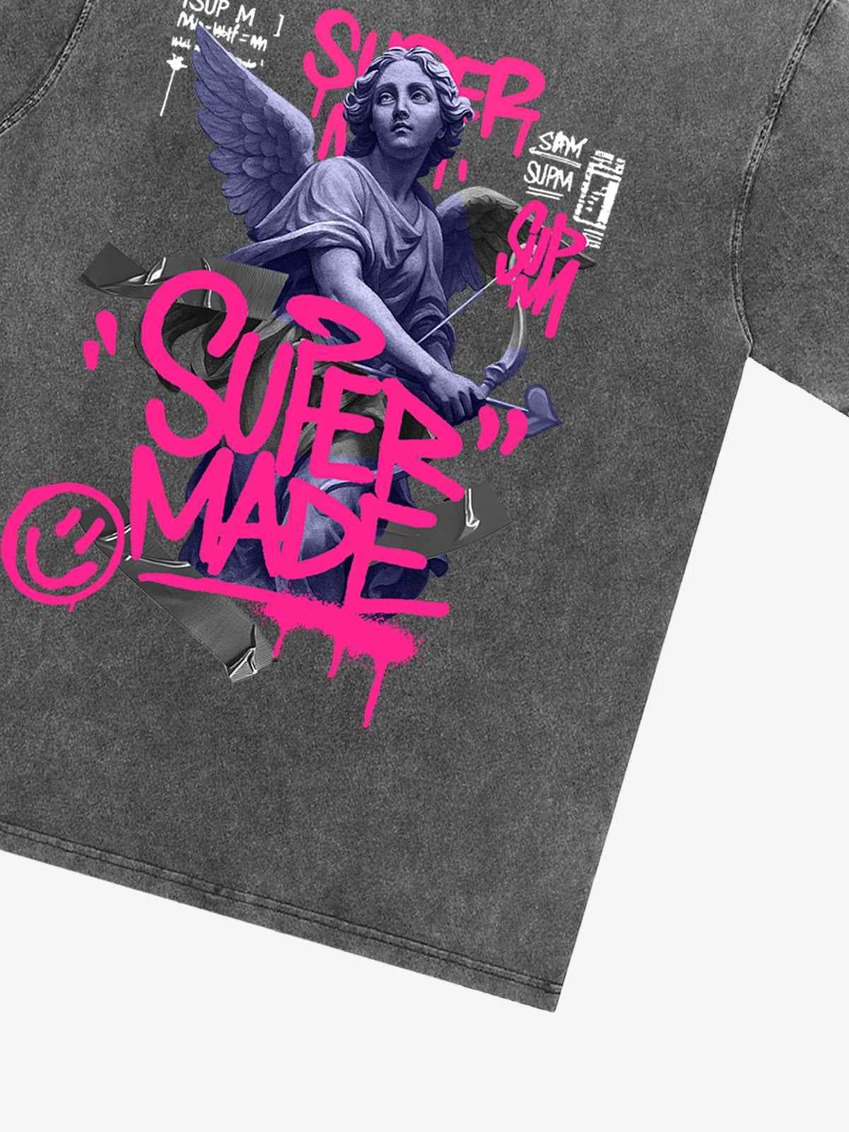 Street Pink Lucky Angel Graphic Design T-Shirt