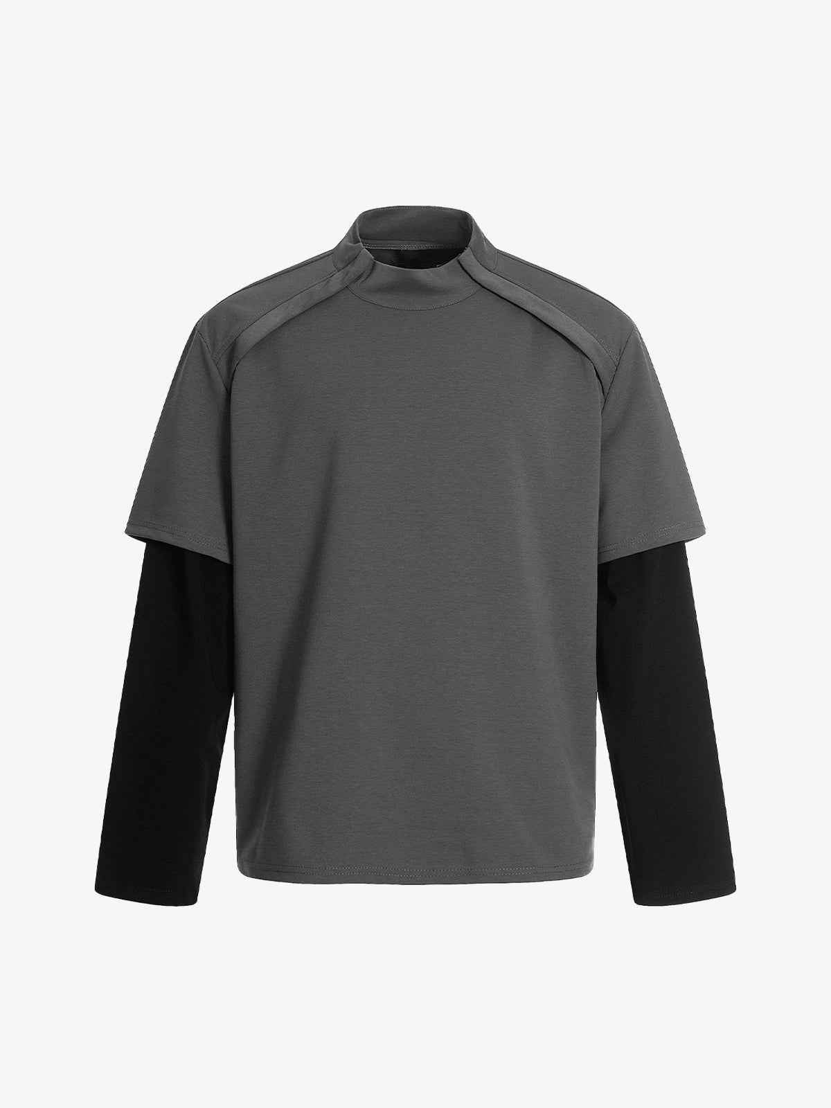 Mock Neck Layered Long Sleeve T Shirt