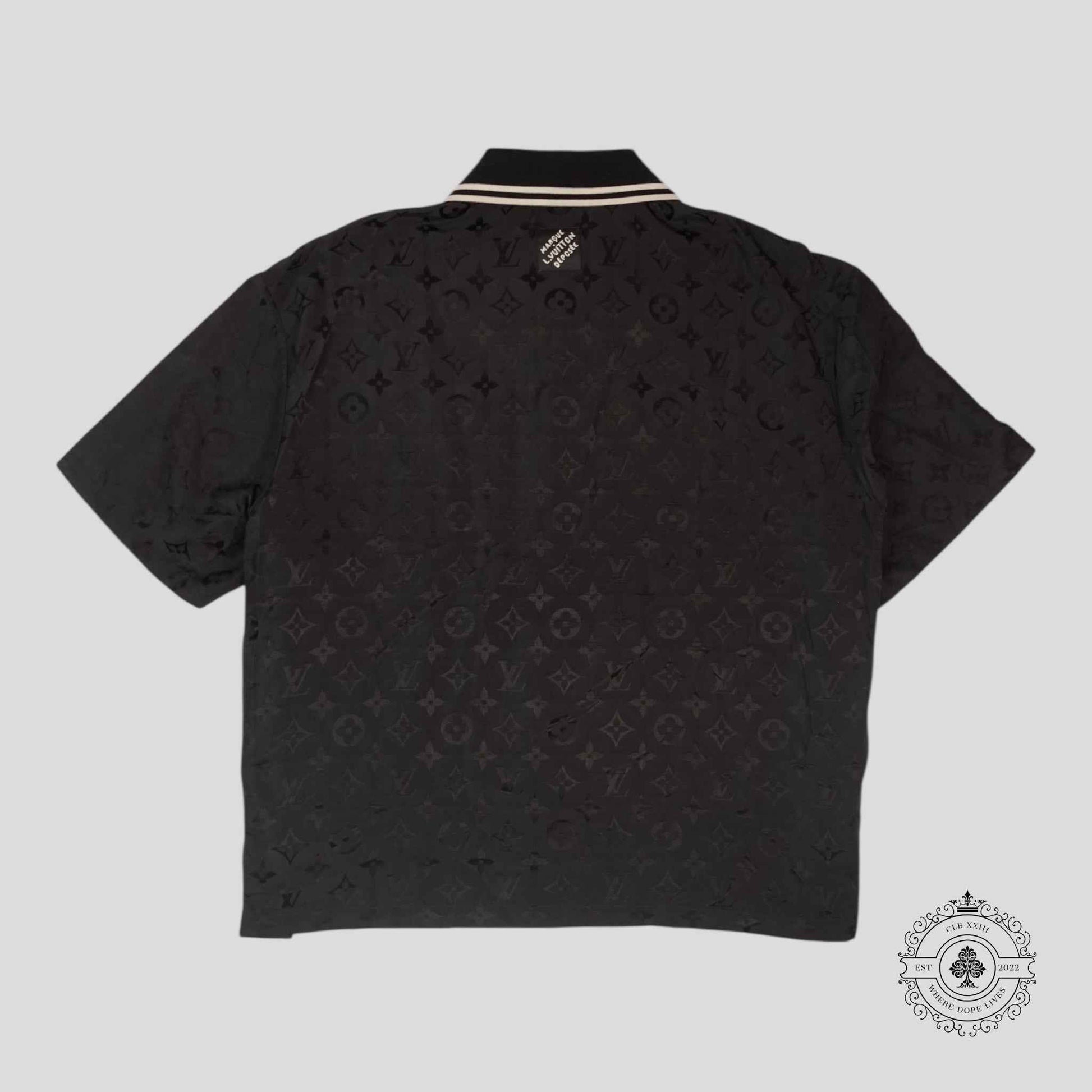 Louis Vuitton Monogram Moire Jacquard Silk Shirt in Black