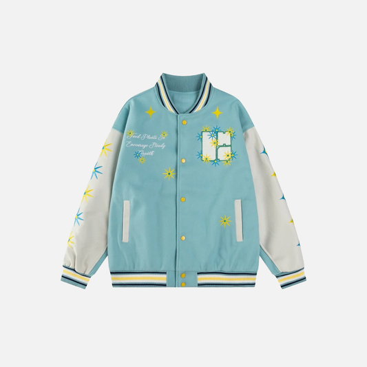 Retro Pu Letterman Embroidery Baseball Varsity Jacket - Luxuryurbanwear