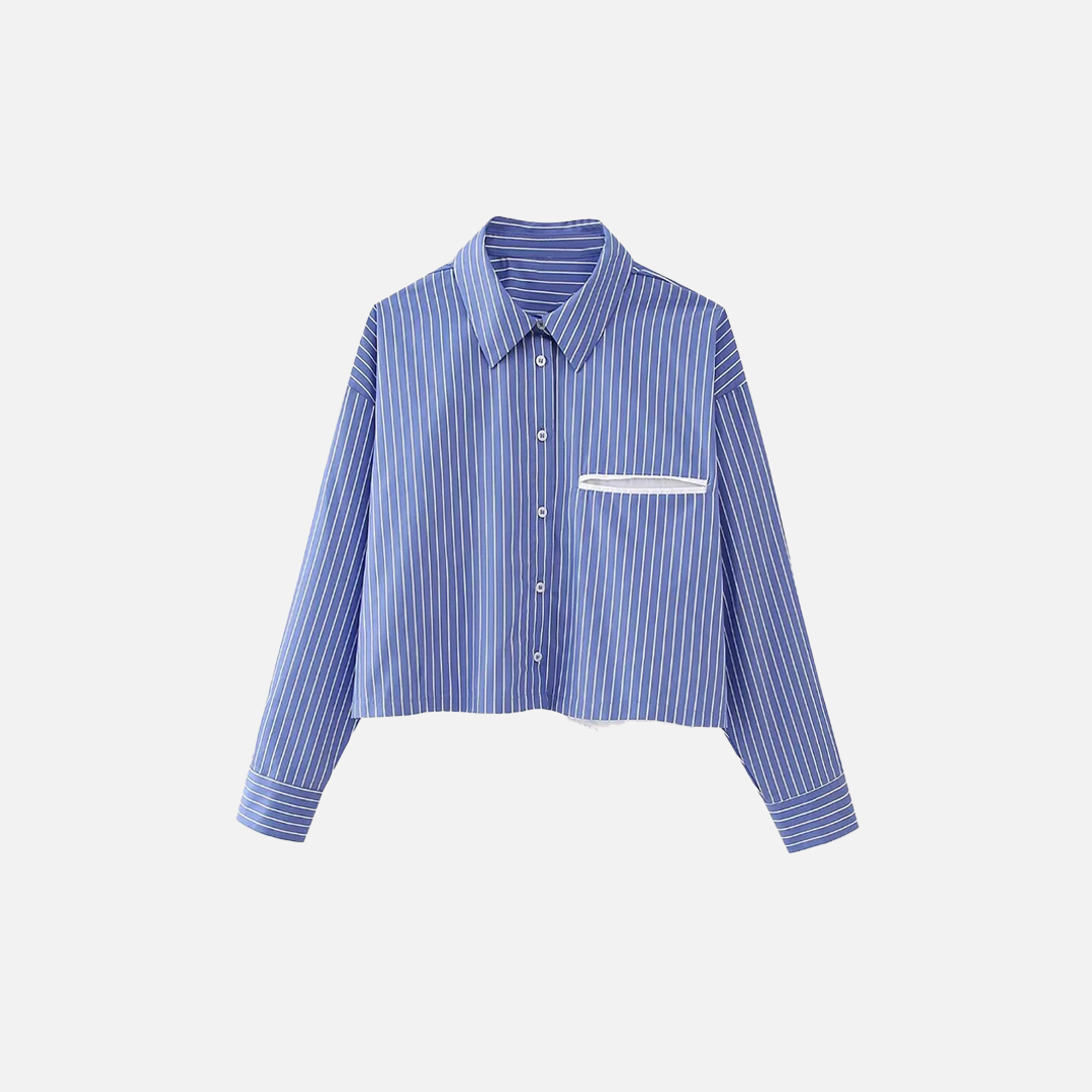 Y2K Striped Single Breasted Lapel Neck Casual Shirt - Luxuryurbanwear