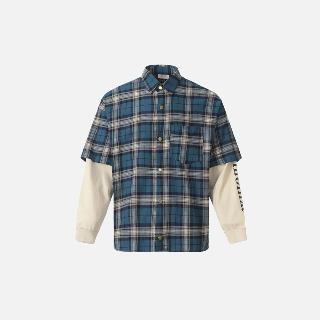 Trendy Plaid Patchwork Loose Lapel Single Shirt - Luxuryurbanwear