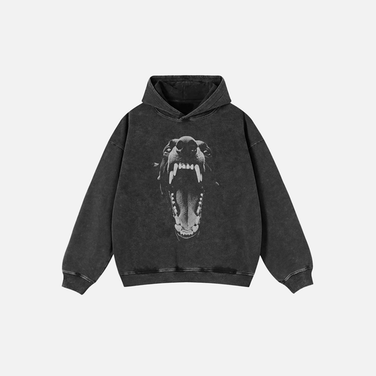 Wild Animal Graphic Oversized Washed Hoodie - Luxuryurbanwear